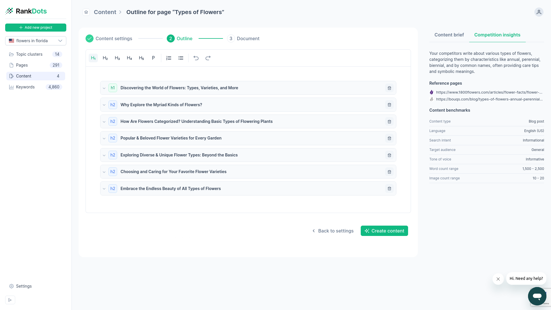 RankDots competition insights dashboard displaying mobile SERP features and AI Overview tracking data